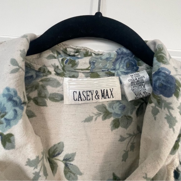 Vintage blue floral button up top size Xl / garden party, grandma floral - Picture 4 of 7